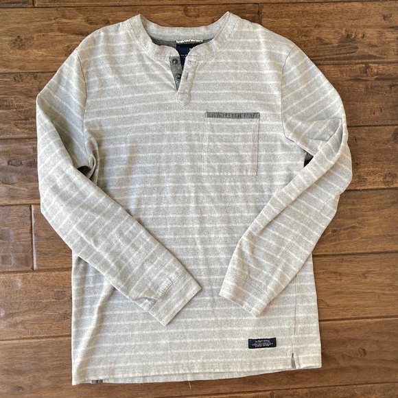 Roark Other - The Roark Revival Mens XL Long Sleeve Henley Gray White Stripe